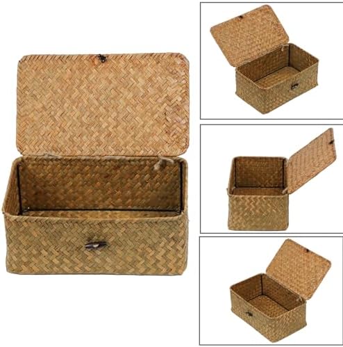 Seagrass Wicker Storage Basket with Lid, Medium, Natural - Image 6