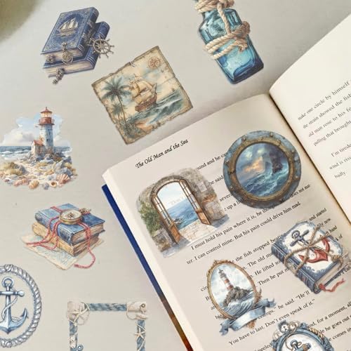 50 PCS Retro Sailing Stickers for Scrapbooking Journaling Junk Journal Scrapbook Supplies - Waterproof Transparent PET Aesthetic Decals for Resin Crafts Decorative Art Crafts (Retro-2) - Image 6