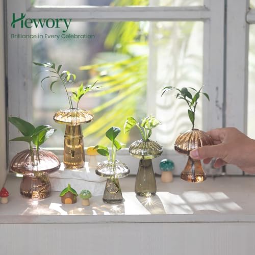 Hewory Plant Propagation Station: 10PCS Fall Glass Mushroom Vase for Flower - Image 2