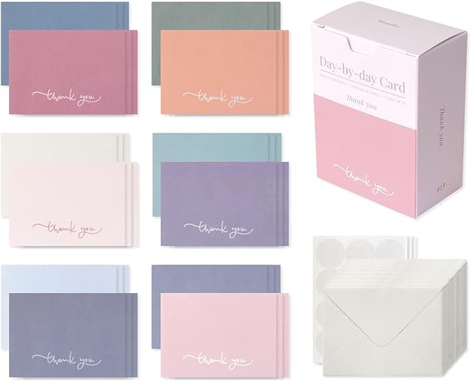 Monolike Day-by-day Card, Thank you - Mix 36 Mini Single cards, 36 envelopes, 36 stickers Package