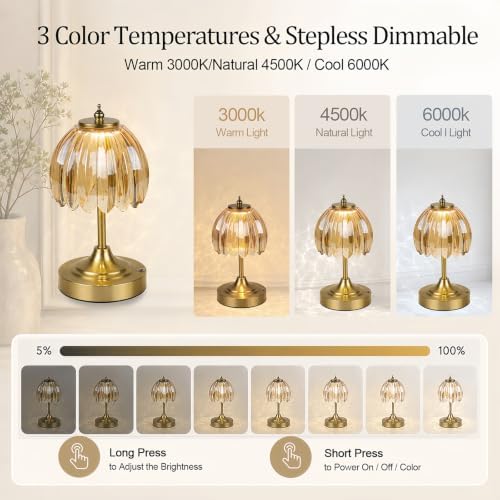 Upgrade Mini Tulip Cordless Table Lamp, Home Décor-Amber - Image 3