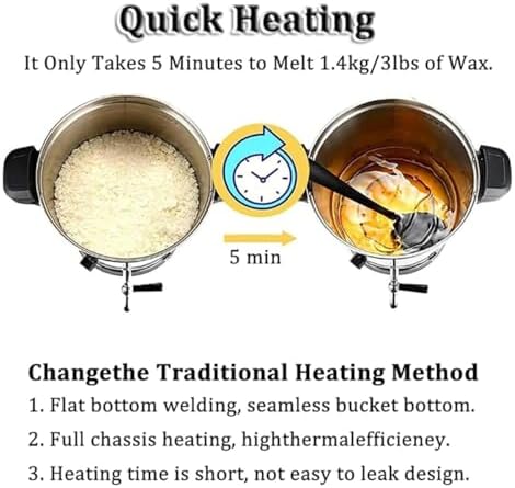 Electric Wax Melter with Faster Pour Spout and Temperature Controller, DIY Candle Making Kit Soy Wax Melting Pot for Adults, 16l - Image 7