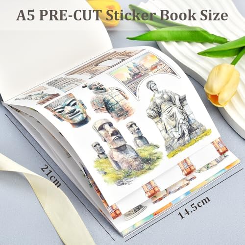 Snycler Scenic Spot Theme Sticker Scrapbooking Supplies for Junk Journal, 20 Sheets PET Stickers - Vintage Journaling Stickers, Ephemera Sticker Book Pre Cut, Junk Journal Supplies, Planner - Image 3