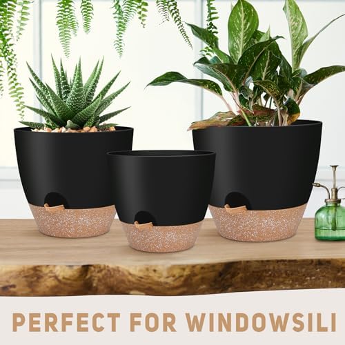 YNNICO 12" 10" 9" Large Self Watering Plant Pots for Indoor Outdoor Plants - Image 4