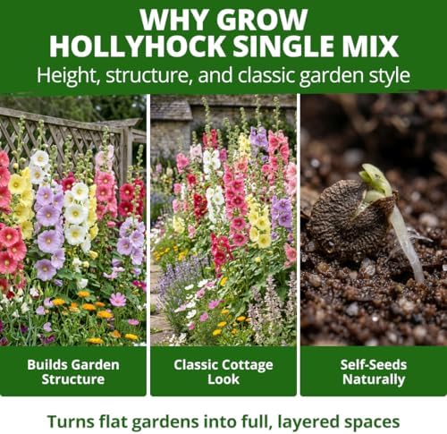 HOME GROWN Hollyhock Single Mix 3000 Flower Seeds 1 oz - Image 5
