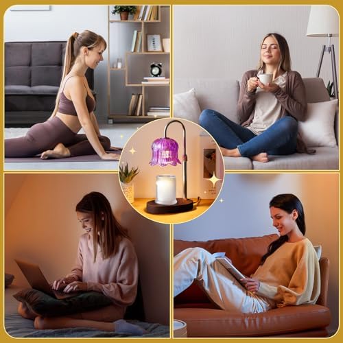 CRMILL Candle Warmer Lamp Electric Timer - Candle Lights Home Decor Candles Warming Height Adjustable Dimmable Warmers Purple - Image 7
