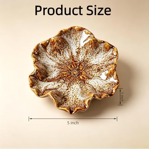 Flower Shaped Ceramic Jewelry Tray, Decorative Trinket Dish for Rings Earrings Necklaces, 5 Inch Ceramic Catchall Tray for Vanity Bathroom, Gift for Mom Best Friend Sister (White) - Image 3