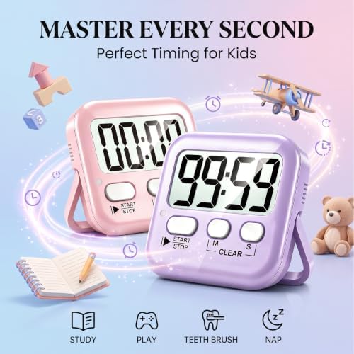 Antonki 2 Pack Digital Timer for Kids Classroom Kitchen Timers for Cooking - Image 3