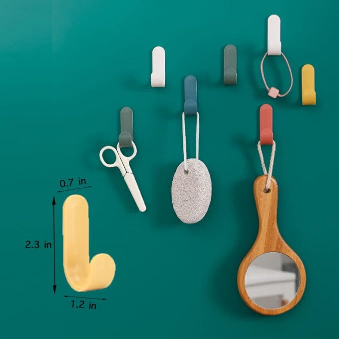 24 Pack Adhesive Hooks Utility Wall Hooks Key Hooks for Wall Decorative Key Holder Rack Self Adhesive Wall Hooks for Towels, Hats, Shower, Kitchen, Living Room, Office