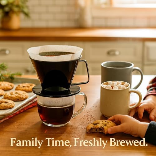 Fino Pour-Over Coffee Brewing Filter Cone, Number 1-Size, Black, Brews 1 to 2-Servings - Image 2