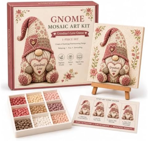 Gnome Mosaic Art Kit, DIY Craft Set for Adults, Cottagecore Desk Decor by Unknown
