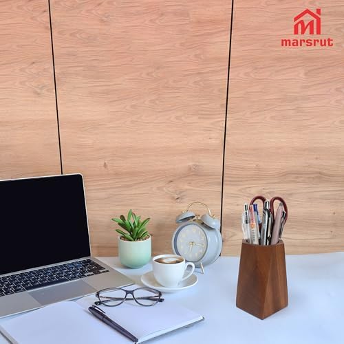 Marsrut Walnut Pencil Holder, Wooden Pen Holder Cup for Desk, Natural Wood Pen Stand for Home, Office, Bookshelf, Desktop, Makeup Brush Accessories - Cute Box/Container/Organizer (Octagonal) - Image 5