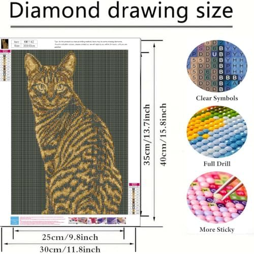 BYGFHLYW Cat 5D Diamond Painting Kit, Diamond Art for Adults12x16In - Image 5