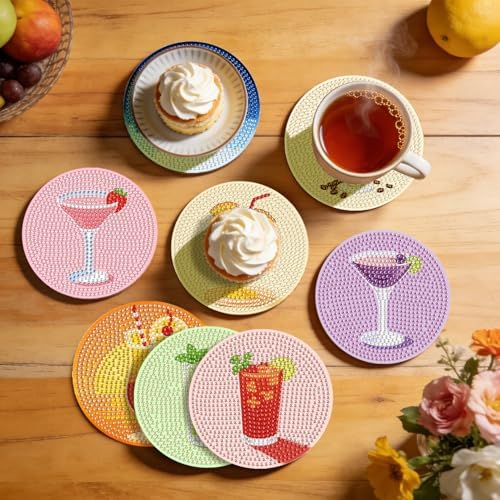 Leatrice 8PCS Diamond Art Coasters Set Diamond Painting Kits for Adults - Image 7