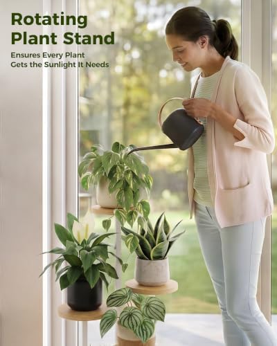 Bamworld Plant Stand Indoor Wood Plant Stand 4 Tier White - Image 4