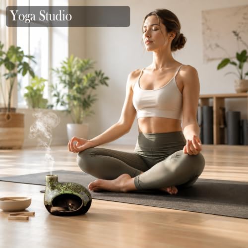Handcrafted Ceramic Palo Santo Holder – Artistic Incense Burner for Meditation, Mindfulness and Zen Home Decor – Wabi-Sabi Style Cone Sculpture, Gift for Yoga, Relaxation & Aromatherapy (Green) - Image 7