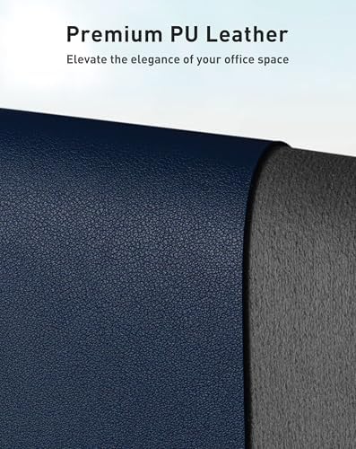 Aothia Faux Leather Desk Mat - Large Mouse Pad, Non-Slip PU Leather Blotter, Waterproof Writing Surface for Office and Home (Dark Blue, 63" x 24") - Image 2