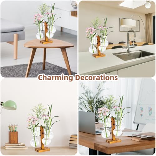 Plant Propagation Station with Large Acacia Wood Stand and 4 Glass Vases - Image 6
