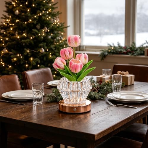 Pink Tulip Flower Lamp Decor Gifts for Women Daughter Friend Grandma - Image 4