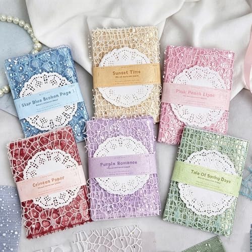 BESARME 140 Pcs Textured Scrapbook Paper & Lace Stickers Set - Image 2
