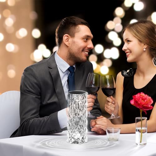 VoMii Crystal Lamp Touch, RGB 16 Colors Changing Night Light with Remote, Crystal Table Lamp Bedside Lamp, Rose Wave Diamond Night Light, Ambient Lighting for Bedroom/Game Room/Dinning Room - Image 4