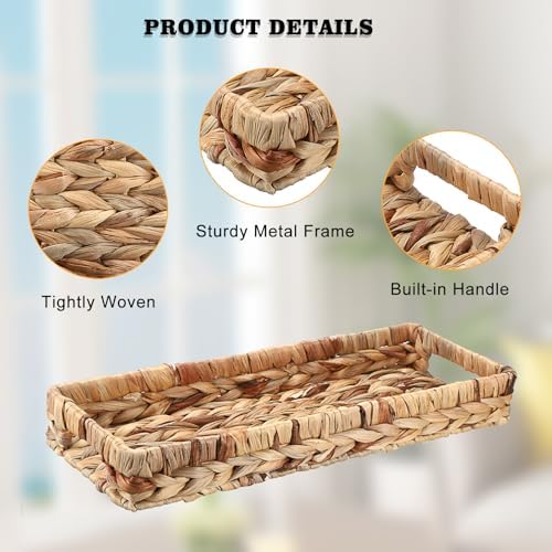 Hipiwe Wicker Toilet Tank Basket 16.9" Woven Bathroom Vanity Basket Tray - Image 4