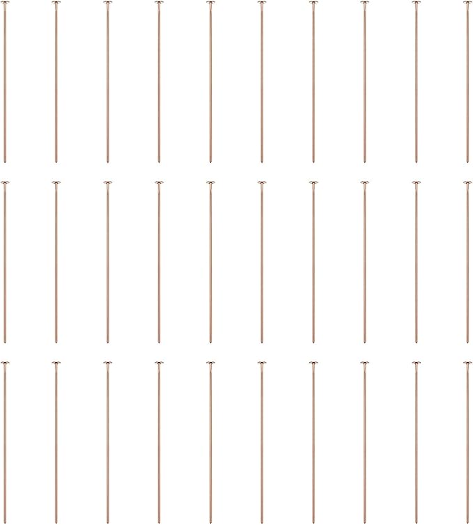 HARFINGTON 100pcs Flat Head Pins 1.38" 35mm Needles Bulk for Earring Pendant Necklace Bracelet Charm Jewelry Making Findings DIY Craft, Rose Gold