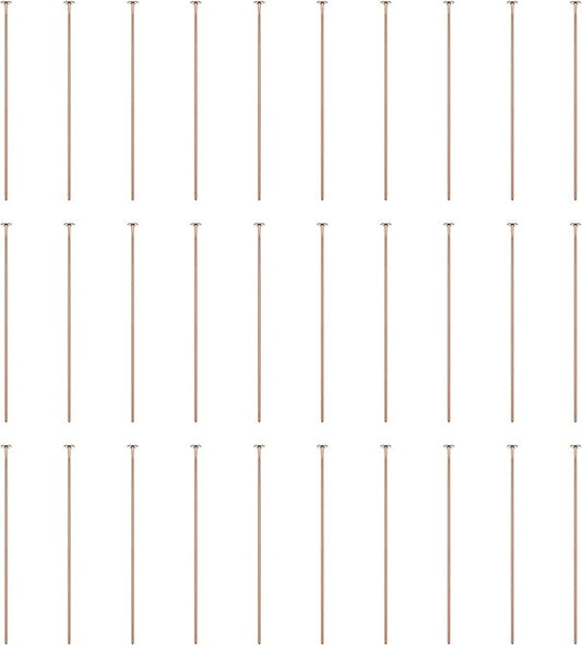 HARFINGTON 100pcs Flat Head Pins 1.38" 35mm Needles Bulk for Earring Pendant Necklace Bracelet Charm Jewelry Making Findings DIY Craft, Rose Gold