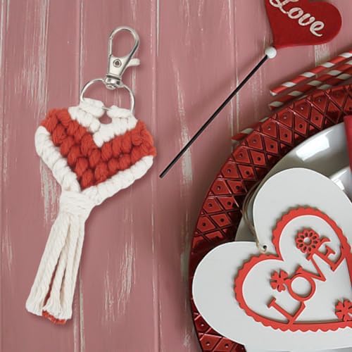 INFUNLY 6 Sets Macrame Heart Keychain Kits Boho Macrame Key Chain Kit DIY Small Macrame Keychain Kits with Tassels Instruction for Bag Charms Car Key Purse Wallet Phone Wedding Gift - Image 4