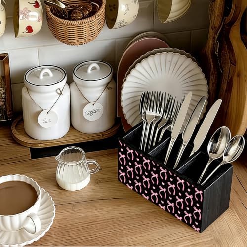 Pink and Black Bow Pen Pencil Holder for Desk Accessories Decor - Image 7