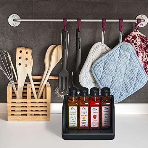 Relaxdays Bamboo Desk Organiser, Office & Home, 1 Compartment, Stackable, Multifunctional, 12.5x17.5x15.5 cm, Anthracite - Image 2