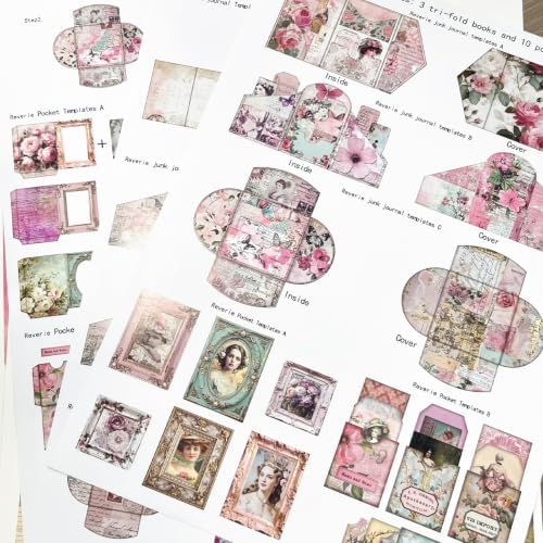 ZHIJIANHZ Junk Journal Kit Pink Romantic Ephemera Set for Scrapbooking - Image 3