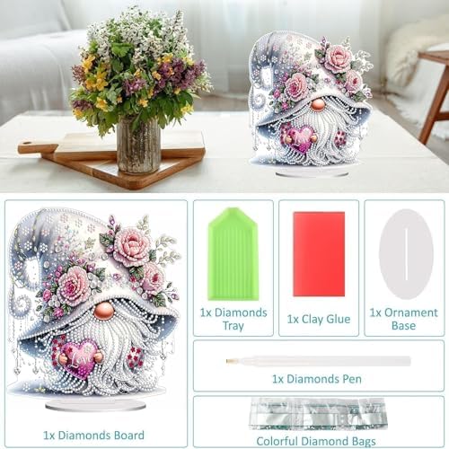 Diamond Painting Kits for Adults Beginners, 5D Full Drill Dwarf Love Crystal Art Desktop Ornament, DIY Single Sided Home Office Desk Decor, Creative Craft Gift Set with Tools - Image 3