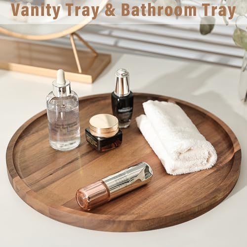 Round Wooden Serving Tray, 11 Inch Acacia Decorative Tray - Image 5
