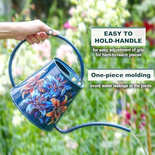 2L Long Spout Watering Can, Stainless Steel (Lilium Brownii) - Image 5