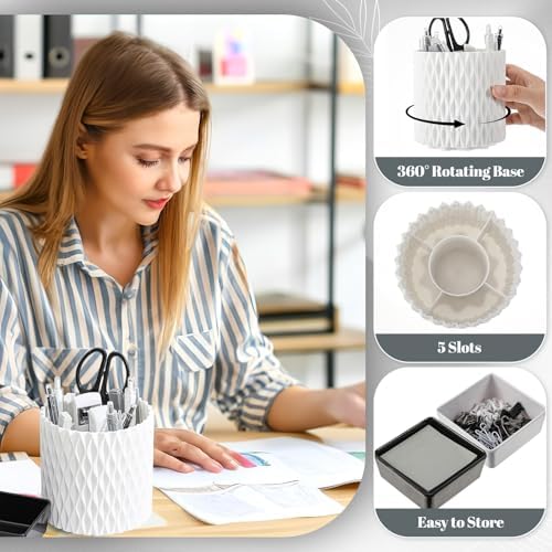 Kosiz 27 Pcs Black and White Desk Accessories Gift for Aesthetic Desk Organizer White Office Supplies Pen Holder Sticky Notes Stapler Binder/paper Clips Scissor Staple for Back to School(Classics) - Image 3