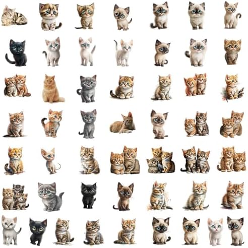 50Pcs Vintage Stickers,Waterproof Vinyl Aesthetic Decorative Sticker Scrapbooking Supplies for Adult Card Making Letters Planner Journaling Junk Journal DIY Water Bottles Cards Art Craft.Kitten - Image 2