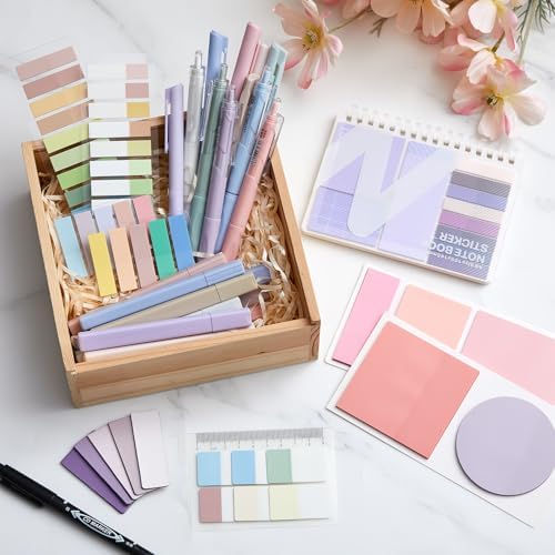 Jutom 41 Pcs Aesthetic Book Annotation Kit with Pencil Bag Bible Journaling Kit Notebook Sticky Note Tab Highlighter Black Ink Pen Page Marker School Office Supplies Bible Lover Gift(Purple) - Image 5