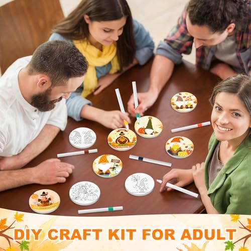 Potchen 12 Pcs Color Your Own Coaster DIY Kits,Thanksgiving Day - Image 5