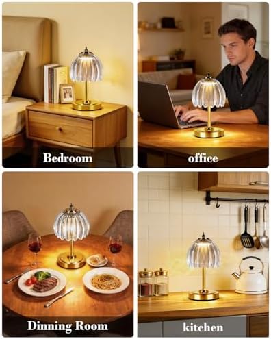 WERFOP Cordless Rechargeable Glass Flower Desk Lamp (Transparent) - Image 5