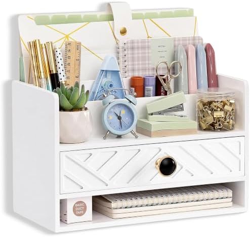 Desk Organizer with Drawer, Countertop Bill Mail Organizer and File Storage by dreampossible