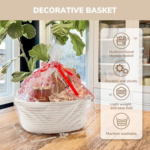CHICVITA 2-Pack Gift Baskets Empty with Bags & Ribbon, Toy Basket, White - Image 6
