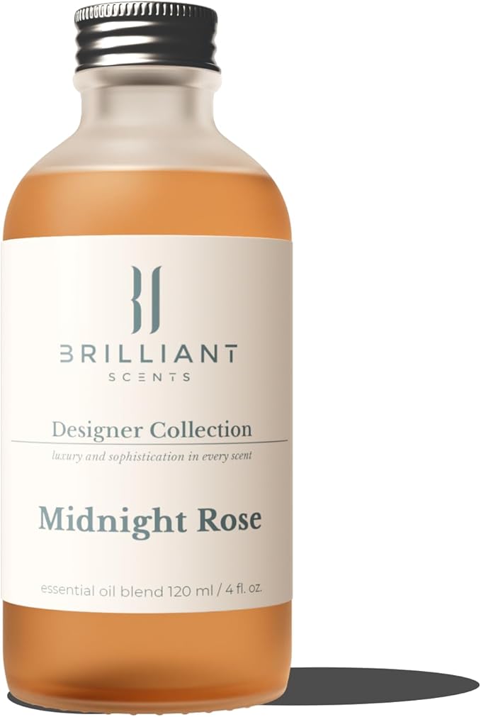 Brilliant Scents Midnight Rose Fragrance Oil 120ml - Premium Diffuser Oil for Home, Office, Hotels - Long Lasting, Plant-Based, Meets IFRA Standards, USA-Made - Rose, Vetiver, Tonka Bean