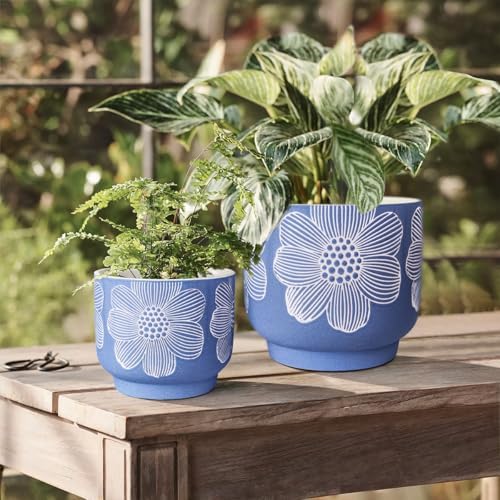 Ceramic Plant Pots, 8+6 Inch, 2 Pcs Indoor Planters with Drainage Holes - Image 3