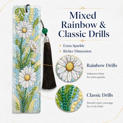 14 PC Diamond Art Flower Bookmark for Adults Gem Bling Bedazzling Kit Women - Image 5