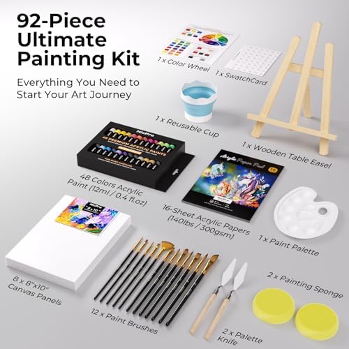 Nicpro 92PCS Acrylic Paint Canvas Set for Adults with 48 Paint for Artist - Image 3