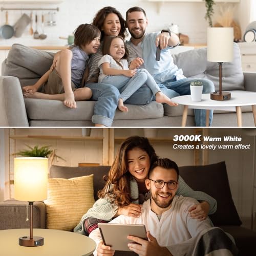 Small Bedside Table Lamp for Bedroom, Desk Lamp with USB Ports for Dorm - Image 4