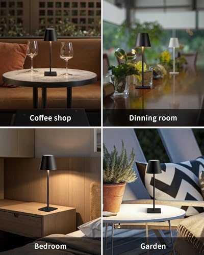 KDG 2 Pack Cordless Black Table Lamps, Rechargeable Portable LED Desk Lamps - Image 6