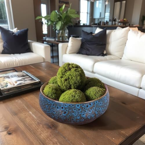 5.9“ Blue Ceramic Decorative Bowl – Pottery Key Bowl for Entryway Table, Candy Dish, Jewelry Trinket Dish, Fruit Bowl for Kitchen Counter, Rustic Blue Glazed Bowl for Home Decor - Image 7