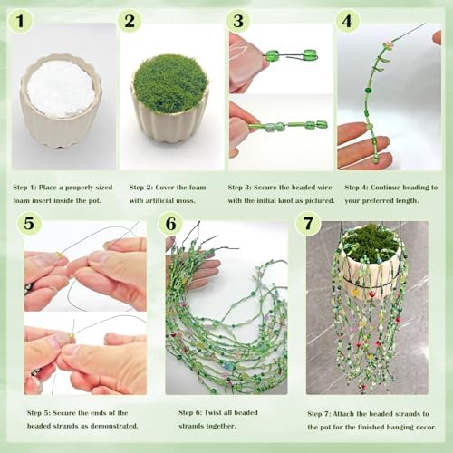 Lyukii Green Glass Beaded Plant Kit, Forever Plant DIY Crafts with Manual - Image 3